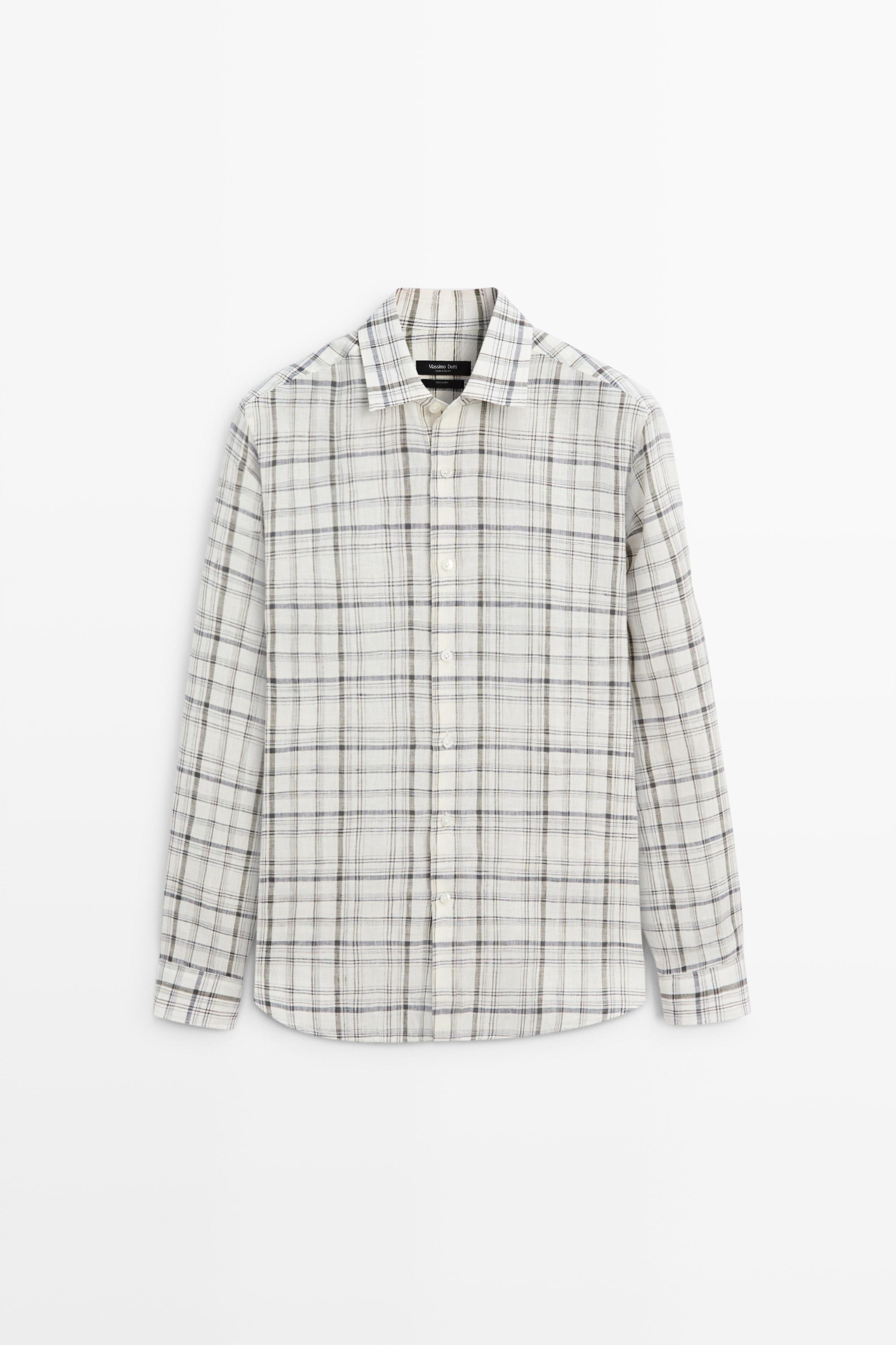 Chemise à carreaux 100 % lin